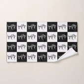 Modernes festliches Schwarz-Weiß-Fan La Weihnachte Badhandtuch Set (Handtuch)