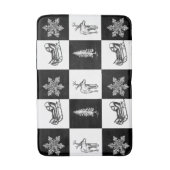 Modernes festliches Schwarz-Weiß-Weihnachtsmuster Badematte (Vorderseite Vertikal)