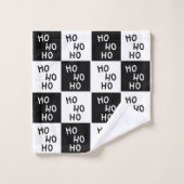 Modernes festliches Schwarz-weißes Ho Ho Slogan We Badhandtuch Set (Waschlappen)