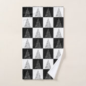 Modernes festliches Schwarz-weißes Weihnachtsbaumm Badhandtuch Set (Handtuch)