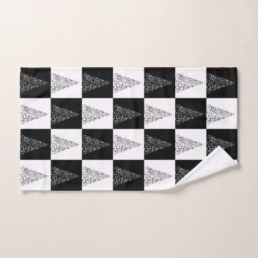 Modernes festliches Schwarz-weißes Weihnachtsbaumm Badhandtuch Set (Handtuch)
