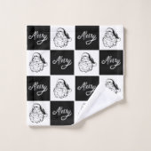 Modernes festliches Schwarz-weißes Weihnachtsfest Badhandtuch Set (Waschlappen)