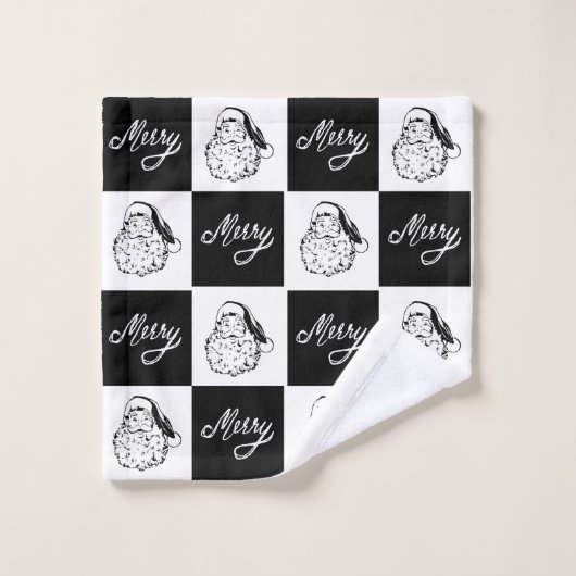 Modernes festliches Schwarz-weißes Weihnachtsfest Badhandtuch Set (Waschlappen)