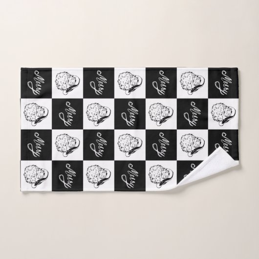 Modernes festliches Schwarz-weißes Weihnachtsfest Badhandtuch Set (Handtuch)