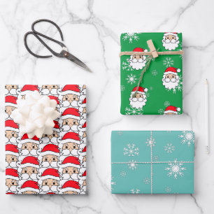 Modernes festliches und lustiges Weihnachtsbild Geschenkpapier Set