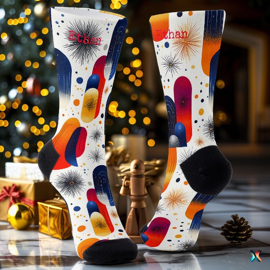 Modernes Festspiel mit Sternexplosion Weihnachten  Socken