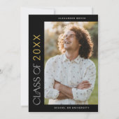 Modernes Fete Black Gold tat er es Foto Abschluss Einladung (Rückseite)