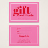 Modernes, fett formatiertes Geschenkgutschein (Hot (Vorne & Hinten)