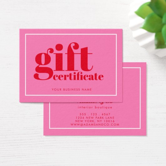 Modernes, fett formatiertes Geschenkgutschein (Hot (Schreibtisch)