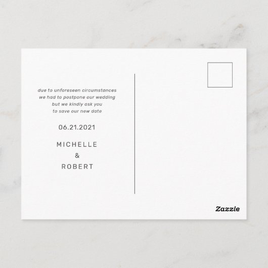 modernes, fett formatiertes Skript-Foto ändert das Postkarte (Rückseite)