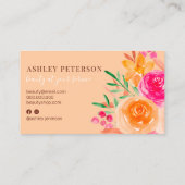 Modernes, fett geblümtes Wasserfarben-Schriftzeich Visitenkarte (Rückseite)