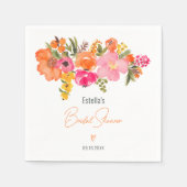 Modernes, fett gedrucktes Brautparty mit Blumensch Serviette (Vorderseite)