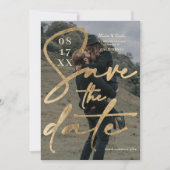 Modernes, fett gedrucktes Goldfolienskript Save th Einladung (Vorderseite)