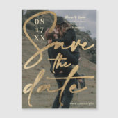 Modernes, fett gedrucktes Goldfolienskript Save th Magnetkarte (Vorderseite)