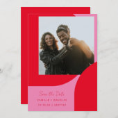 Modernes, fett geometrisches, einzigartiges, hellr save the date (Vorne/Hinten)