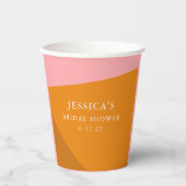 Modernes, fett geometrisches, rosa Brautparty Pappbecher (Vorderseite)