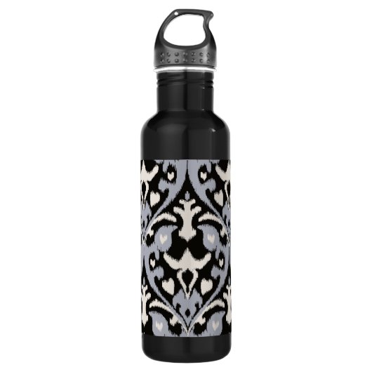 Modernes, fett graues schwarzes Kat-Stammmuster Edelstahlflasche (Vorderseite)