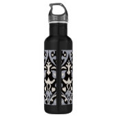 Modernes, fett graues schwarzes Kat-Stammmuster Edelstahlflasche (Rückseite)