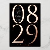 Modernes, fett großes Datum Save the Date schwarz Folieneinladung (Vorderseite)