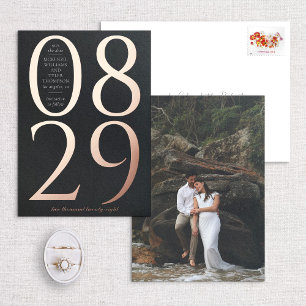 Modernes, fett großes Datum Save the Date schwarz Folieneinladung