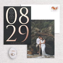 Modernes, fett großes Datum Save the Date schwarz Folieneinladung