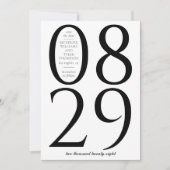 Modernes, fett großes Datum Save the Date weiß (Vorderseite)