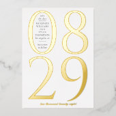 Modernes, fett großes Datum Save the Date weiß Folieneinladung (Vorderseite)