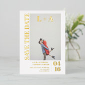 Modernes, fett minimalistisches erstes Foto Save t Folieneinladung (Stehend vorne)