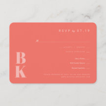 Modernes fett Monogram Coral Wedding RSVP