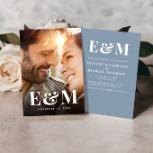 Modernes fett Monogram Initials Foto Dusty Blue Save The Date