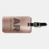 Modernes, fett Monogramm Zwei erste Rose Gold Meta Gepäckanhänger (Vorderseite horizontal)