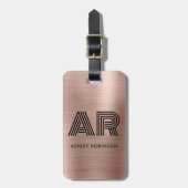 Modernes, fett Monogramm Zwei erste Rose Gold Meta Gepäckanhänger (Vorderseite vertikal)