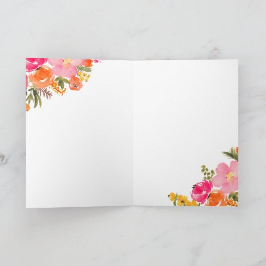 Modernes, fett orangefarbenes Brautparty von Blume Dankeskarte (Innenseite)