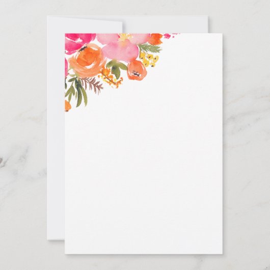 Modernes, fett orangefarbenes Brautparty von Blume Dankeskarte (Rückseite)