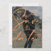 Modernes, fett orangefarbenes Drehbuch Save the Da Date (Vorderseite)
