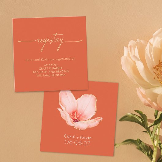 Modernes, fett orangefarbenes Polterabend Begleitkarte