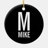 Modernes, fett Personalisiertes Monogramm und Name Keramikornament (Hinten)