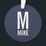 Modernes, fett Personalisiertes Monogramm und Name Ornament<br><div class="desc">Modernes Schwarz-Weiß-Monogramm-Design mit personalisiertem Monogramm und Namen im modernen fett formatierten Sans Serif Schriftart Stil. Perfekt als modernes Loft/minimalistisches Wohngestaltung Accessoire in dieser Ferienzeit.</div>