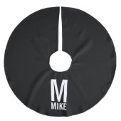 Modernes, fett Personalisiertes Monogramm und Name Polyester Weihnachtsbaumdecke (Vorderseite)