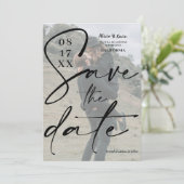 Modernes, fett Schwarz-weißes Drehbuch Save the Da Save The Date (Stehend Vorderseite)