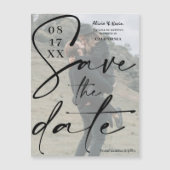 Modernes, fett schwarzes Drehbuch Save the Date Fo Magnetkarte (Vorderseite)