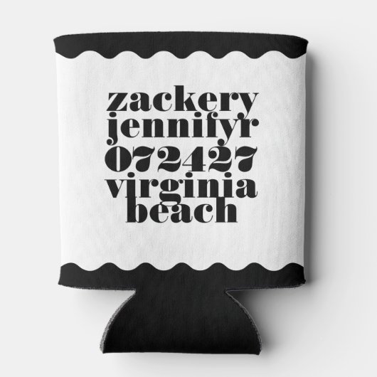 Modernes, fett skaliertes Border Schwarz-weiß Dosenkühler (Rückseite)