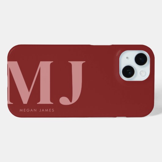 Modernes, fett tiefrotes Monogramm Case-Mate iPhone Hülle (Rückseite (Horizontal))