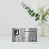 Modernes fett Typografie Monogram Shiny Metal Visitenkarte (Stehend Vorderseite)