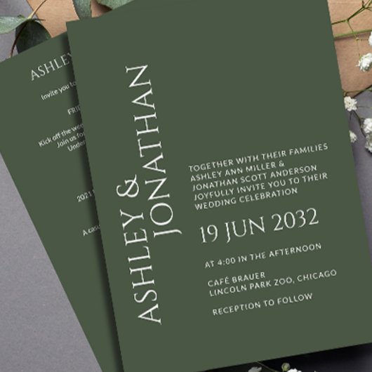 Modernes, fett und Minimalistisches Hochzeitsszena Einladung