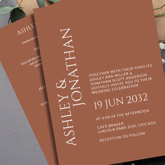 Modernes, fett und Minimalistisches Hochzeitsszena Einladung