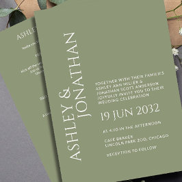 Modernes, fett und Minimalistisches Hochzeitsszena Einladung