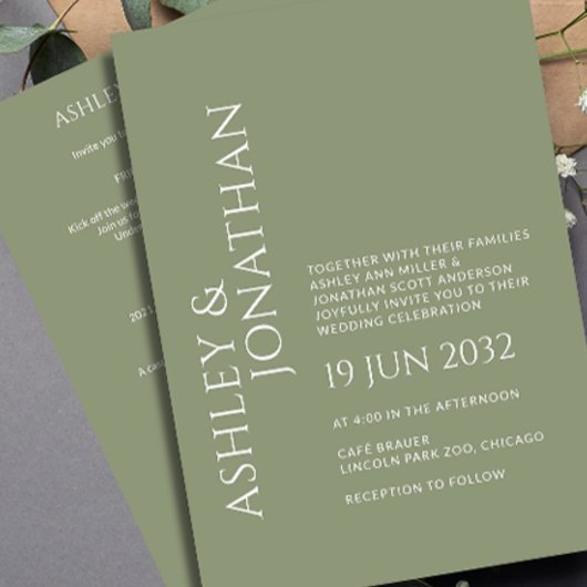 Modernes, fett und Minimalistisches Hochzeitsszena Einladung