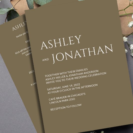 Modernes, fett und Minimalistisches Hochzeitsszena Einladung