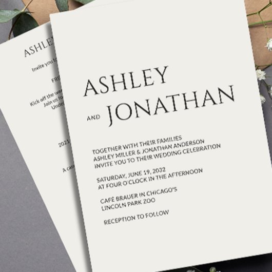 Modernes, fett und Minimalistisches Hochzeitsszena Einladung